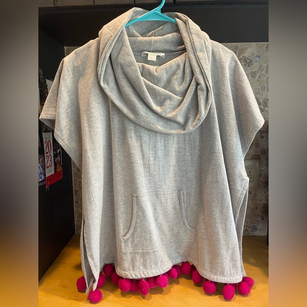 Garnet Hill poncho with Pom poms